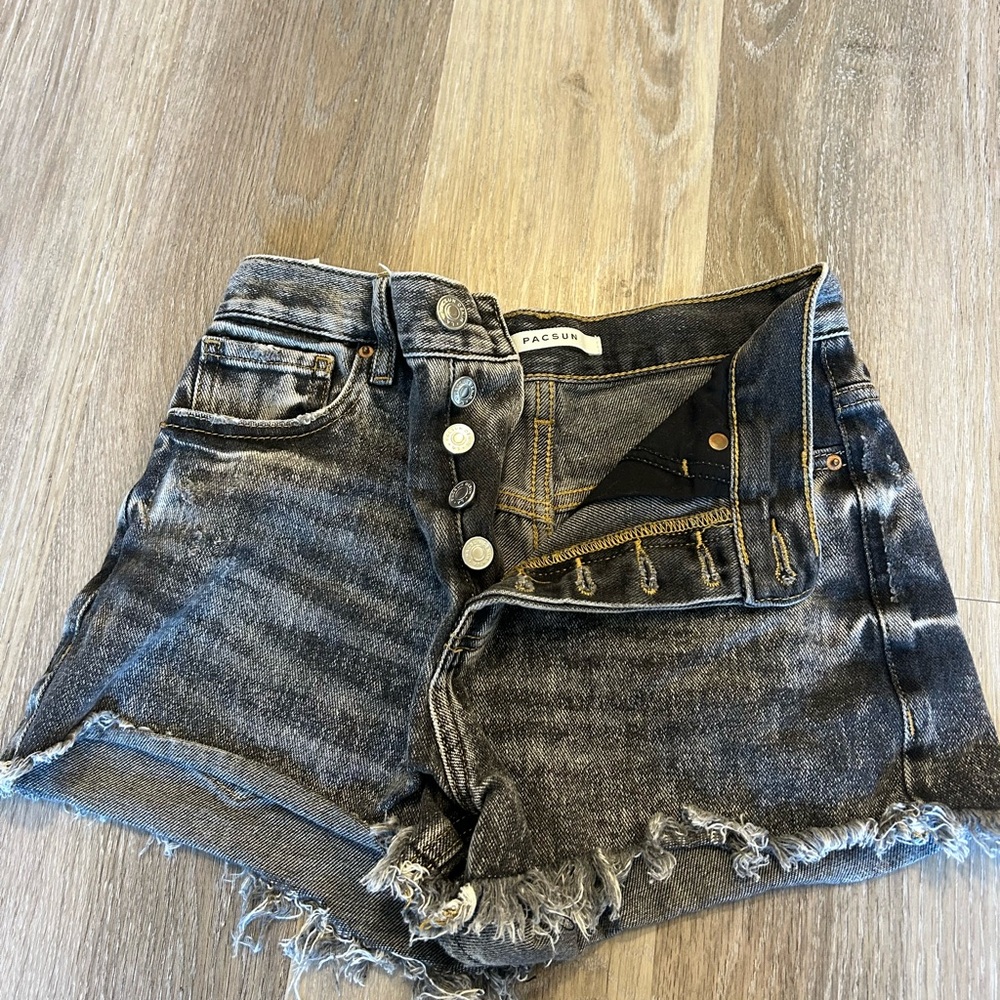 PacSun Black Distressed Denim Shorts